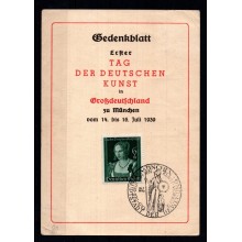 1939 - Tysk Rige - AFA 695 - Frimærke, Postkort - Udstilling tysk kunst - Stemplet.